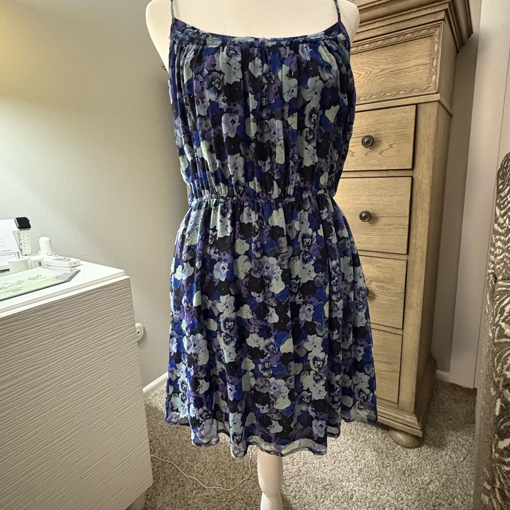 Gemma Silk Floral Blue and Purple Dress